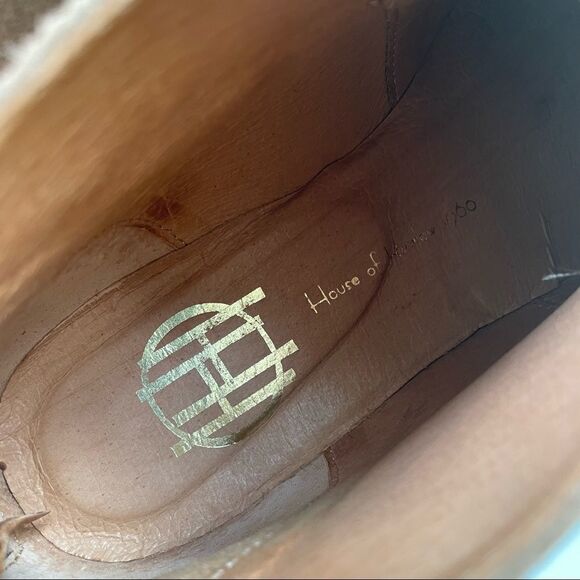 HOUSE OF HARLOW 1960 Low cut tan suede ankle bootie back zip sz 7 made in Spain - Picture 9 of 10